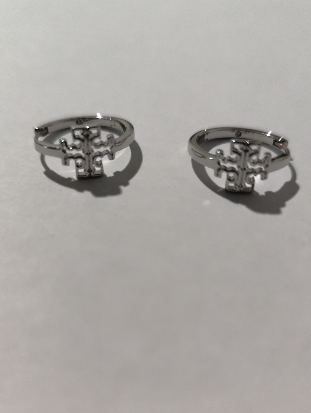 Tory Burch Silver Logo Hoop Earrings